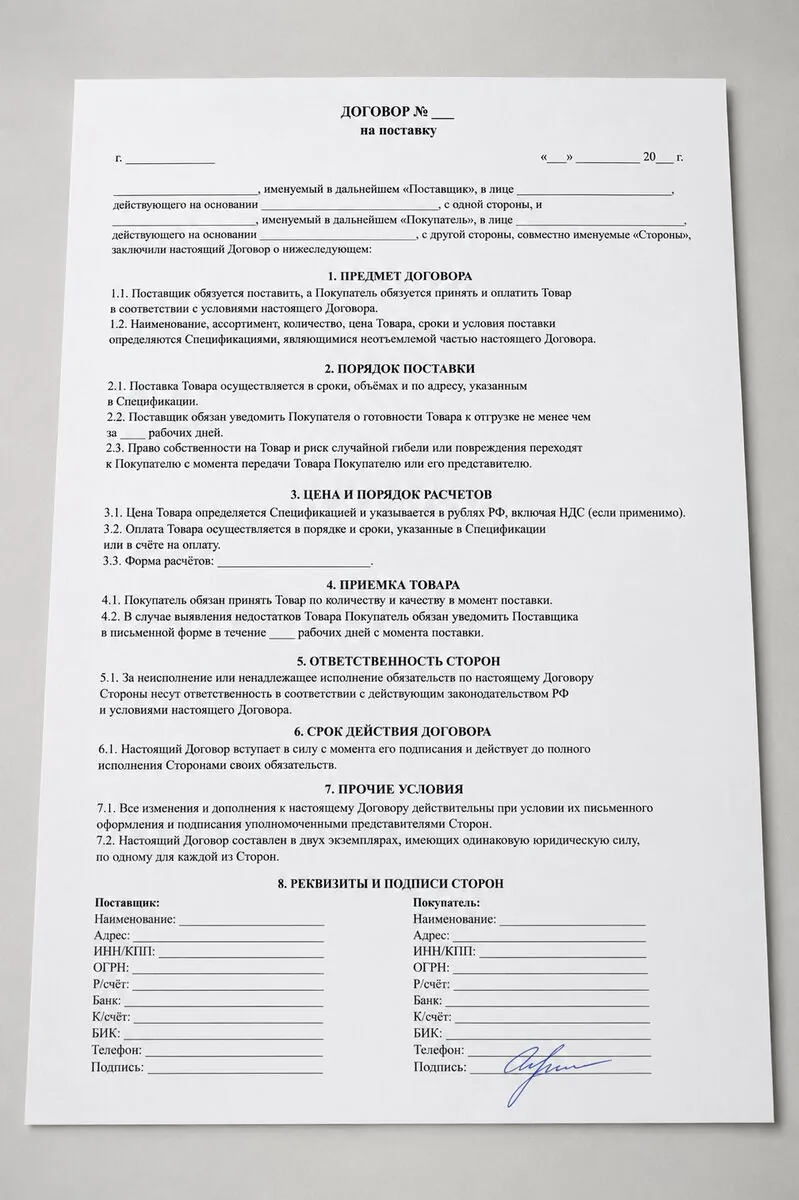 Договор поставки износостойкой резины